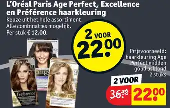 Kruidvat L'Oreal Paris Age Perfect, Excellence en Preference haarkleuring aanbieding