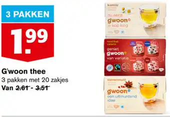 Hoogvliet G'woon Thee 3*20st aanbieding