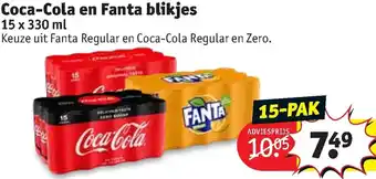 Kruidvat Coca-Cola en Fanta blikjes 15x330 ml aanbieding