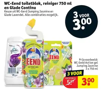 Kruidvat WC-Eend toiletblok, reiniger 750 ml en Glade Continu 750 ml aanbieding