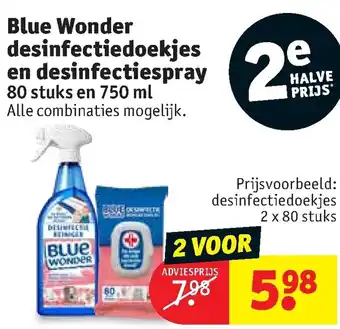 Kruidvat Blue Wonder desinfectiedoekjes en disinfectiespray aanbieding