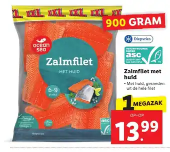 Lidl Zalmfilet met huid 900 gram aanbieding