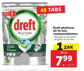 Lidl Dreft platinum all-in-one vaatwastabletten 48 tabs aanbieding