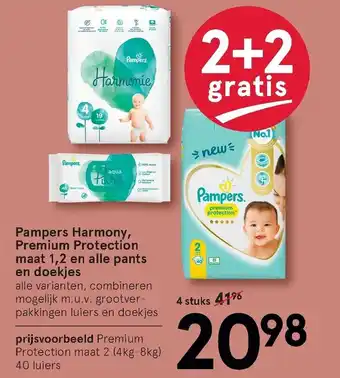 Etos Pampers Harmony, Premium Protection mt. 1,2 en alle pants en doekjes 2+2 aanbieding