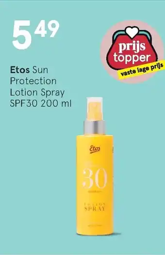 Etos Etos Sun Protection Lotion Spray SPF30 200ml aanbieding