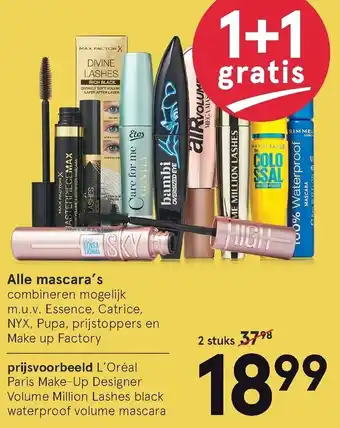 Etos Mascara's assortiment 1+1 aanbieding