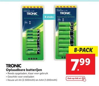 Lidl Tronic Oplaadbare batterijen 8-pack aanbieding