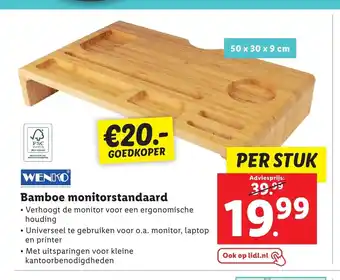 Lidl Bamboe monitorstandaard aanbieding