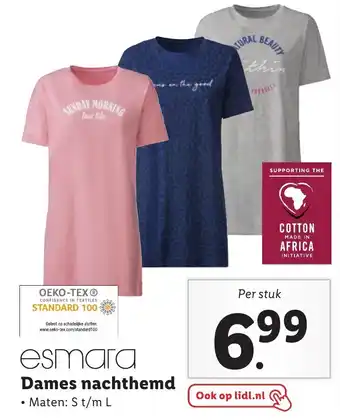 Lidl Dames nachthemd S t/m L aanbieding