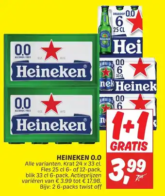 Dekamarkt Heineken 0.0 1+1 gratis aanbieding