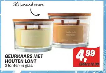 Dekamarkt Geurkaars met houten lont aanbieding