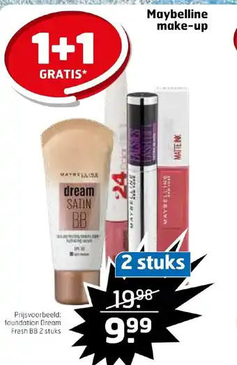 Trekpleister Maybelline make-up 1+1 gratis aanbieding