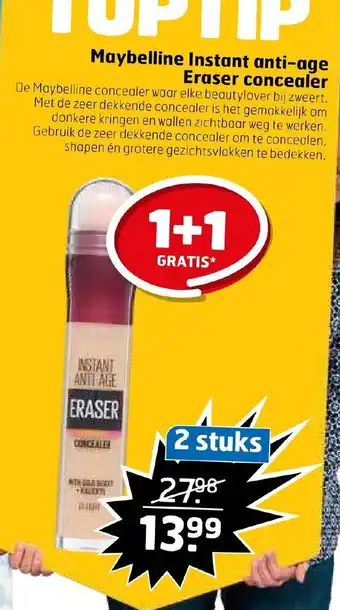 Trekpleister Maybelline instant anti-age eraser concealer 1+1 gratis aanbieding
