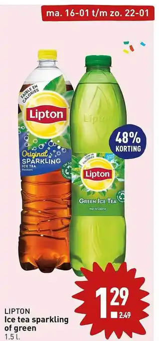 ALDI Lipton ice tea sparkling of green aanbieding