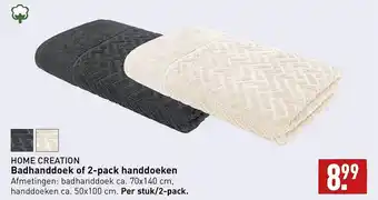 ALDI Home creation badhanddoek of 2-pack handdoeken aanbieding