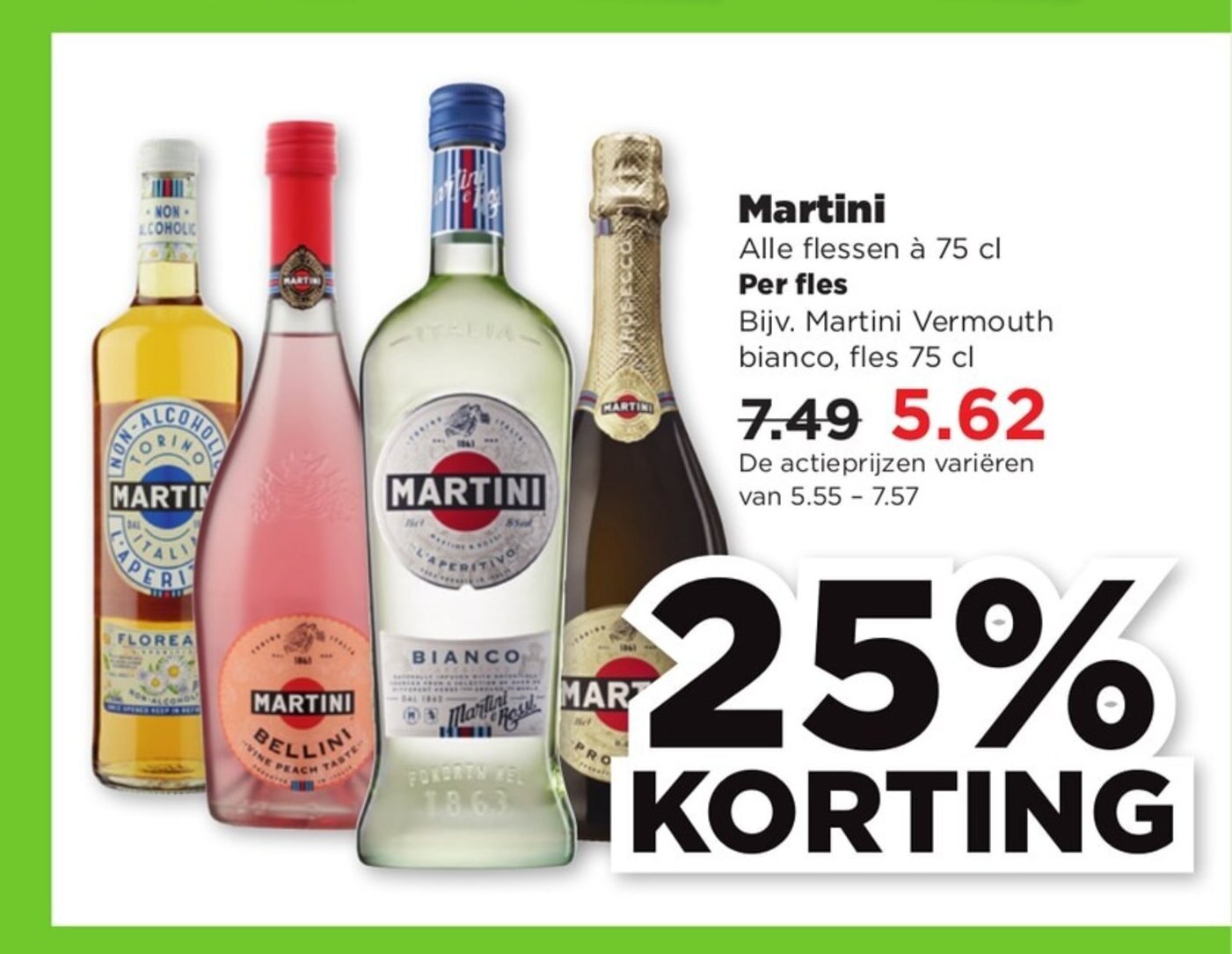 Martini Vermouth bianco, fles 75 cl aanbieding bij PLUS