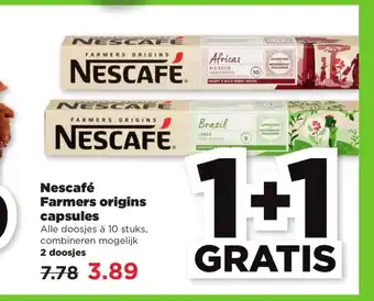 PLUS Nescafe Farmers origins capsules 10 stuks aanbieding