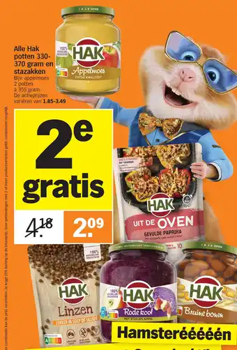 Albert Heijn Alle hak potten 330- 370 gram en stazakken aanbieding