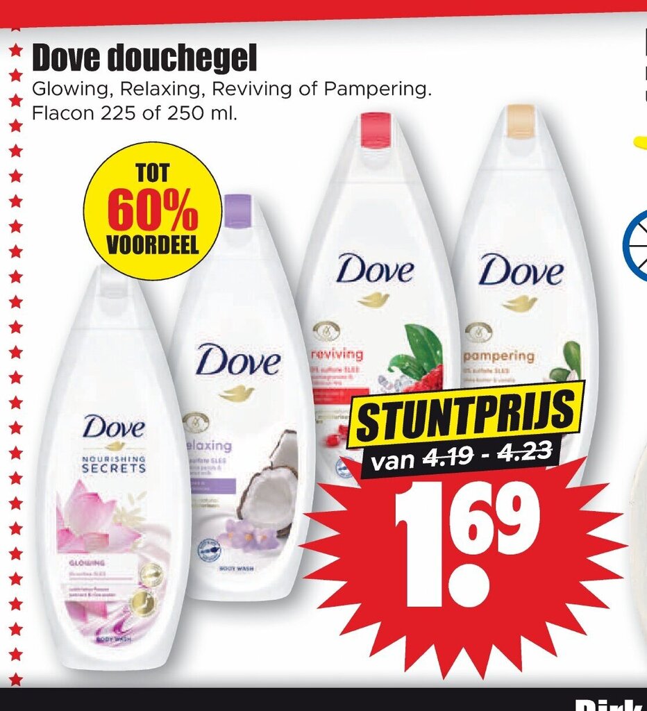 Dove douchegel 225 of 250 ml aanbieding bij Dirk