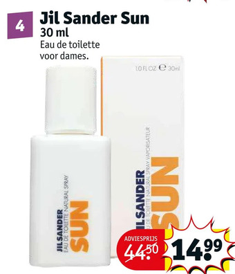 Kruidvat Jil sander sun aanbieding