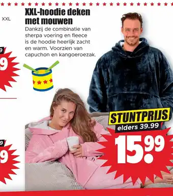 Dirk XXL-hoodie deken met mouwen aanbieding