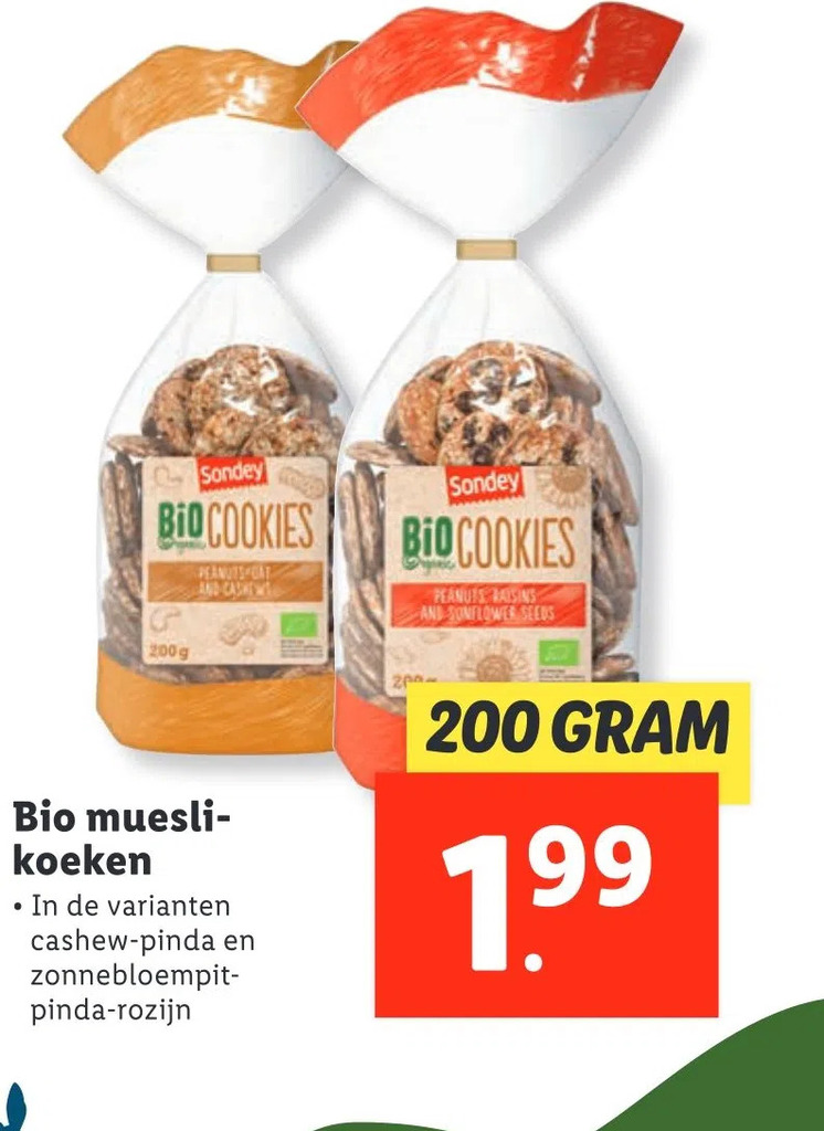 Bio mueslikoeken aanbieding bij Lidl