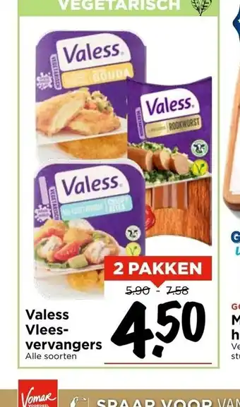 Vomar Voordeelmarkt Valess Vlees-vervangers 2 pakken aanbieding