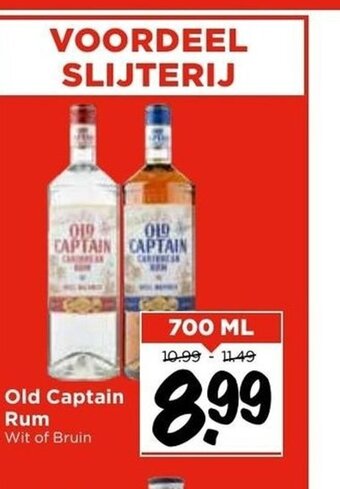 Vomar Voordeelmarkt Old Captain Rum Wit of Bruin 700 ml aanbieding