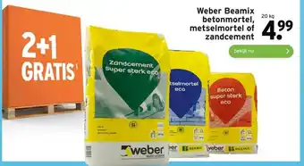 GAMMA Weber Beamix betonmortel, metselmortel of zandcement 20 kg 2+1 gratis aanbieding
