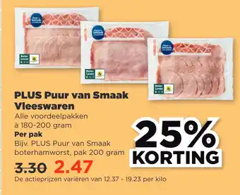 PLUS Plus puur van smaak vleeswaren aanbieding