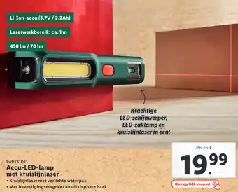 Lidl Accu-LED-lamp met kruislijnlaser aanbieding