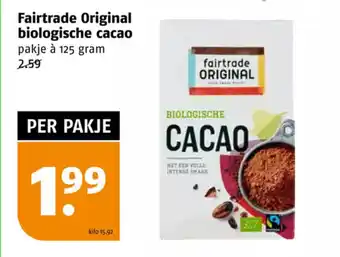 Poiesz Fairtrade Original biologische cacao 125 gram aanbieding