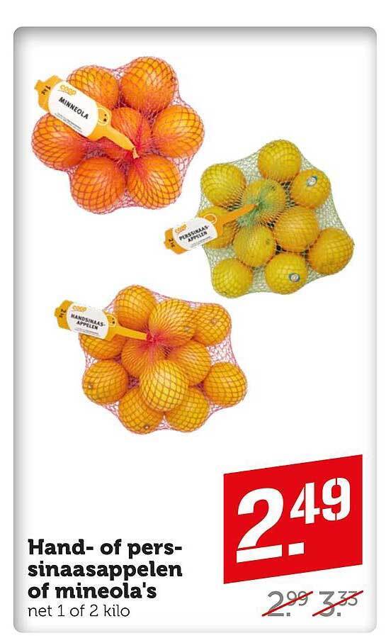 Hand of perssinaasappelen of mineola's aanbieding bij Coop