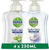 Bol.com Dettol - 1000ml handzeep - verzachtend - aloe vera 2x250ml - gevoelige huid 2x250ml aanbieding