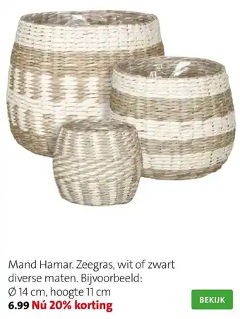 Intratuin Mand hamar. zeegras, wit of zwart aanbieding