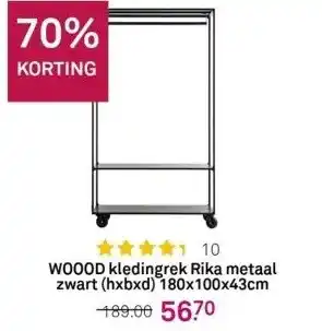 Karwei Woood kledingrek rika metaal zwart (hxbxd) 180x100x43cm aanbieding