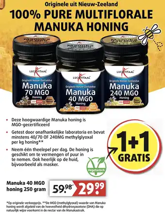 Lucovitaal Originele uit nieuw-zeeland 100% pure multiflorale manuka honing aanbieding