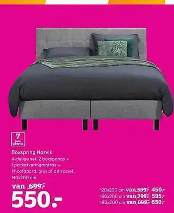 Leen Bakker Boxspring Narvik 140x200 cm aanbieding