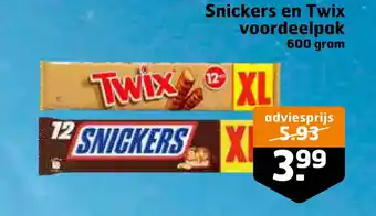 Trekpleister Snickers en twix voordeelpak aanbieding