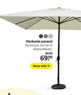 Boerenbond Vierkante parasol 3x3 mtr aanbieding