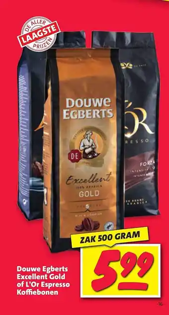 Nettorama Douwe egberts excellent gold of l'or espresso koffiebonen aanbieding