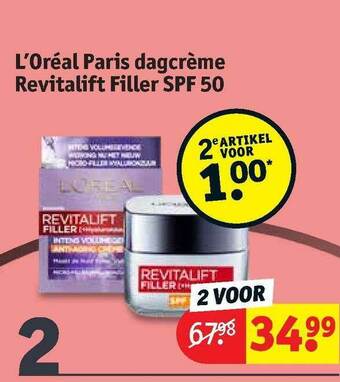 Kruidvat L'oréal paris dagcrème revitalift filler spf 50 aanbieding