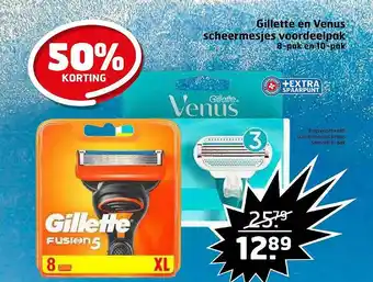 Trekpleister Gillette en venus scheermesjes voordeelpak 8-pak en 10-pak aanbieding