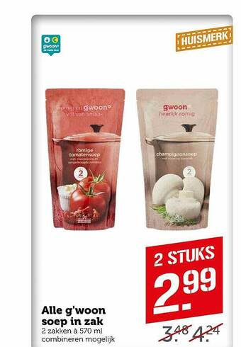 Coop Alle g'woon soep in zak 570 ml aanbieding