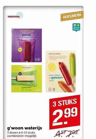 Coop G'woon waterijs aanbieding