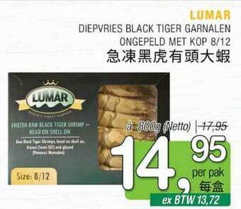 Amazing Oriëntal Luma diepvries black tiger garnalen ongepeld met kop 8-12 aanbieding