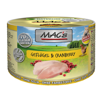 Zooplus 6x200g gevogelte/cranberry mac's kattenvoer aanbieding