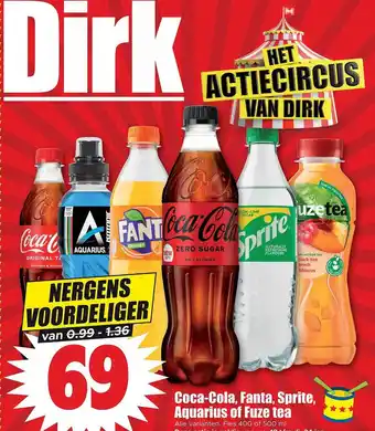 Dirk Coca-cola, fanta, sprite, aquarius of fuze tea aanbieding