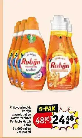 Kruidvat Robijn wasmiddel en wasverzachter perfecte match color aanbieding