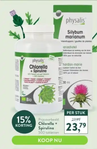 Holland & Barrett Physalis Chlorella + Spirulina 500 tabletten aanbieding